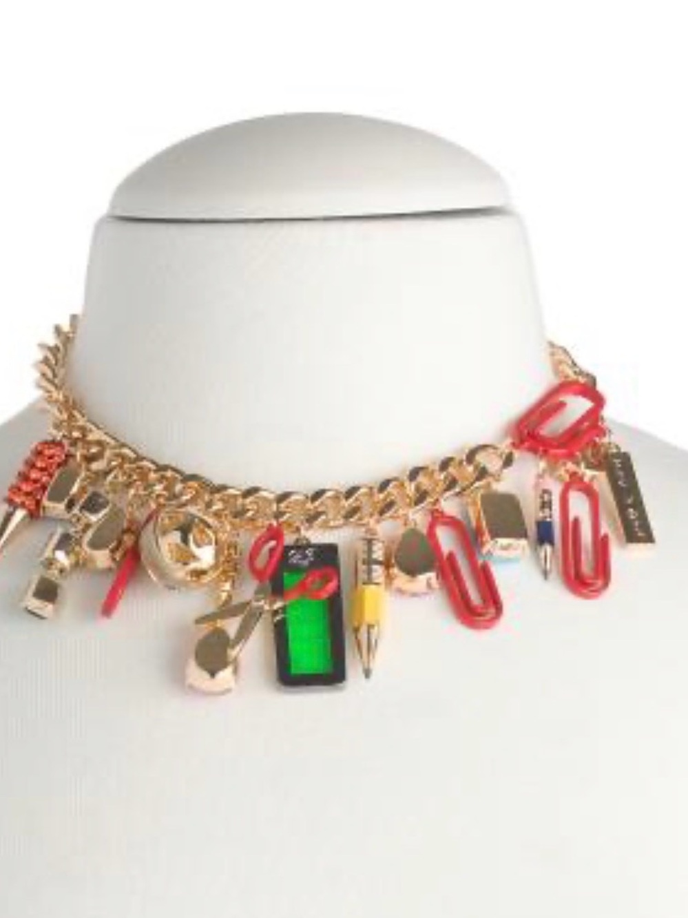 Betsey Johnson School Charm Necklace with Red and Green Accents